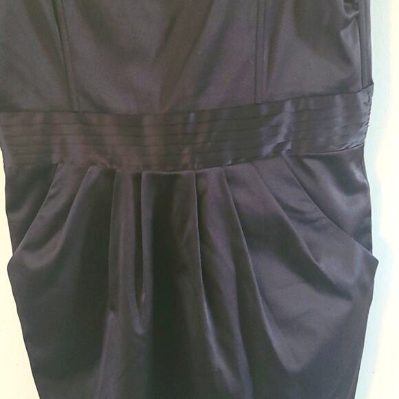 H&M Women's Black Satin Fit & Flare Dress with Pockets – Size 12 EUC - Picture 4 of 6